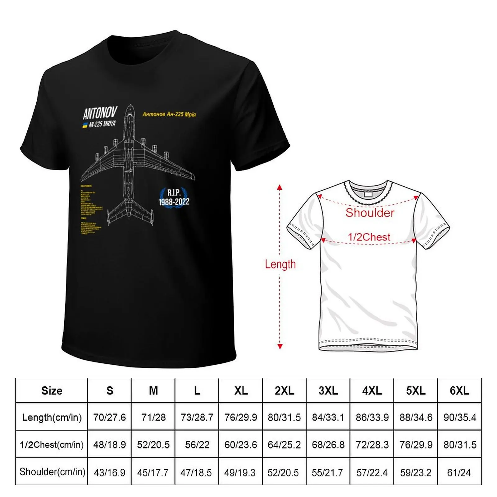AN-225 Antonov Mriya Cargo Plane RIP Poster T-Shirt Christmas Casual Short Sleeve Top