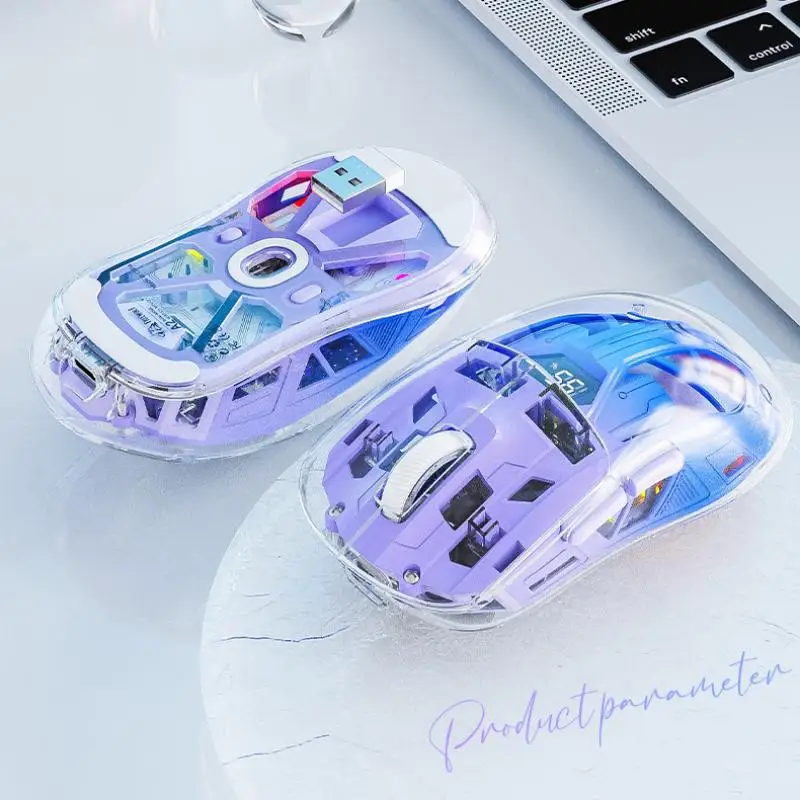 A2 Transparent RGB wireless mouse, Bluetooth Dual-mode Connection ,Digital display,Win/Mac