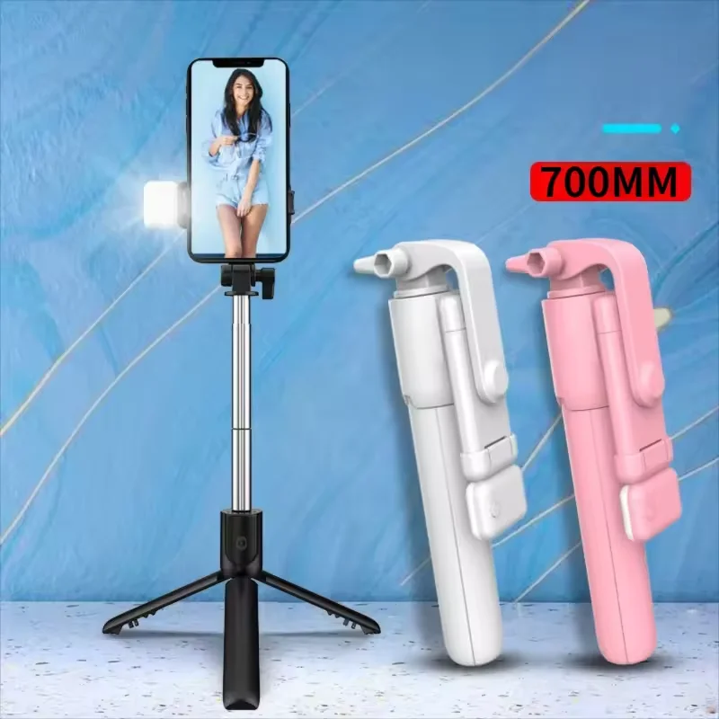 Phone Selfie Stick Tripod Bluetooth Remote Wireless Selfi Stick Phone Holder With Beauty LED Fill Light For Phone Live Streaming