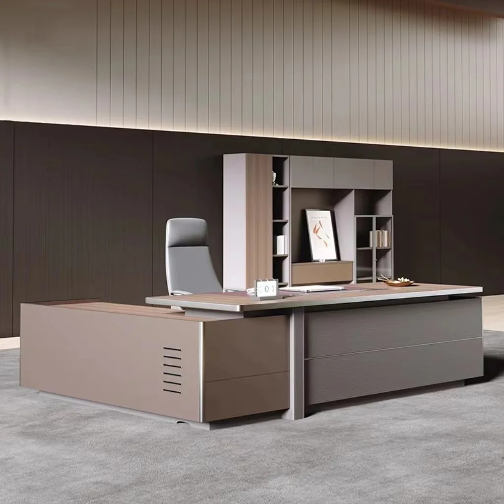 Boss's desk and chair combination is simple and modern, with a high-end atmosphere in the CEO's office and a large office