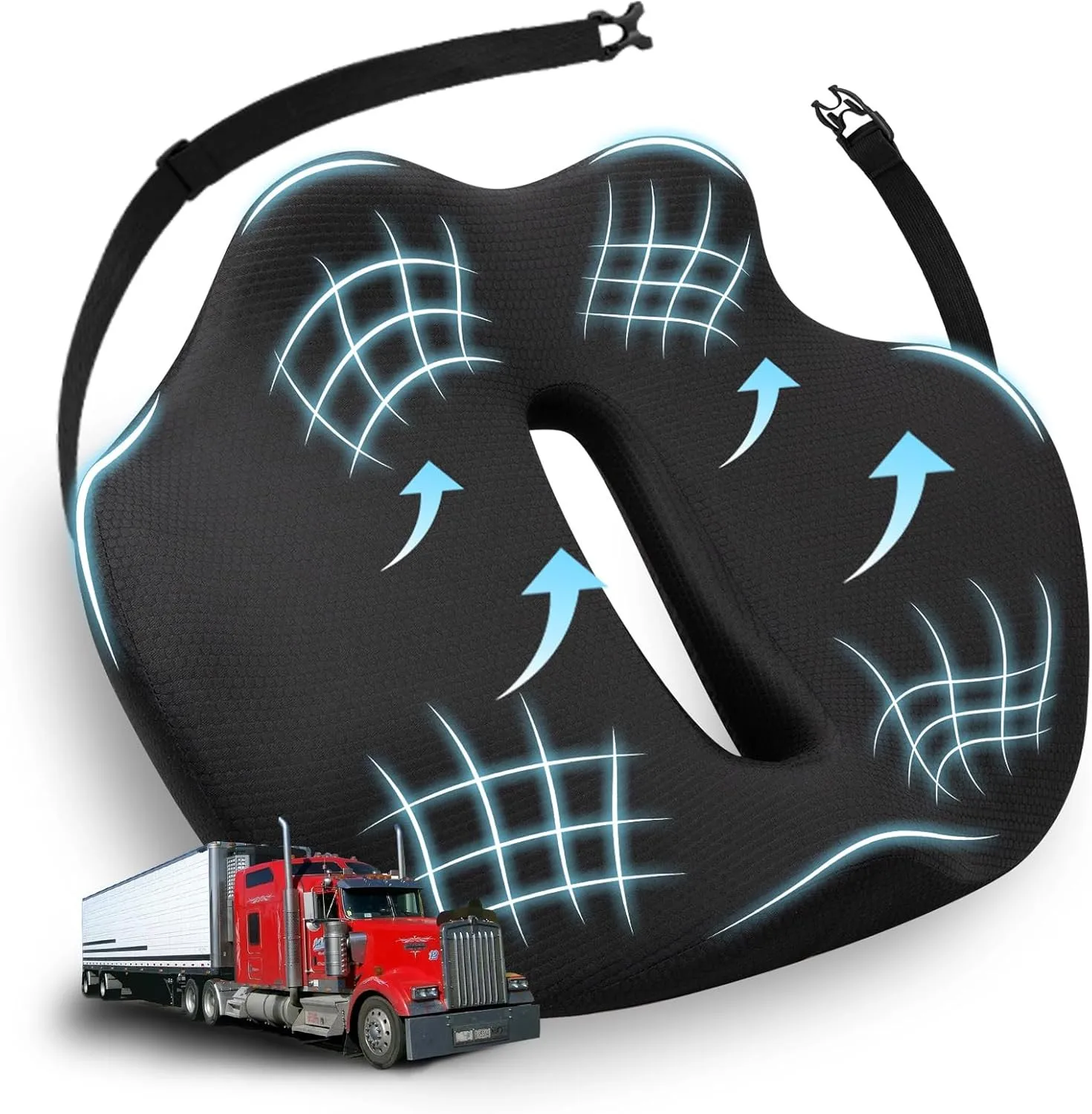 

Japiroc X-Large Seat Cushion for Truck Driver, Upgraded Cushion for Back Support
