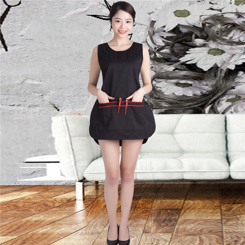 Sleeveless Salon Robe Hairdressing Barber Aprons Haircut Hair Aprons Workwear Beautician Clothes Female Mini Tank Dress