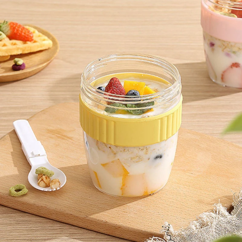 Portable Breakfast Cup Oatmeal Cereal Nut Yogurt Salad Cup With Spoon Students Food Storage Container Milk Cup Picnic Lunch Box