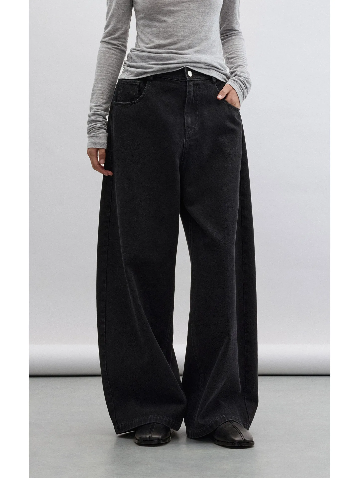 

Хлопковые широкие джинсы Bla, женские повседневные джинсы с высокой талией и ножом, весенне-осенний сезон, женские свободные джинсы прямого кроя