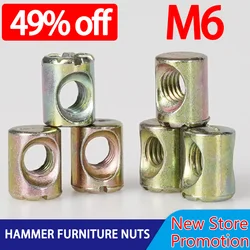 Barrel Bolts  M6 Cross Dowel Phillips Horizontal Hole Nut Hammer Embedded Nut for Furniture Beds Crib Wood Chairs Zine Iron