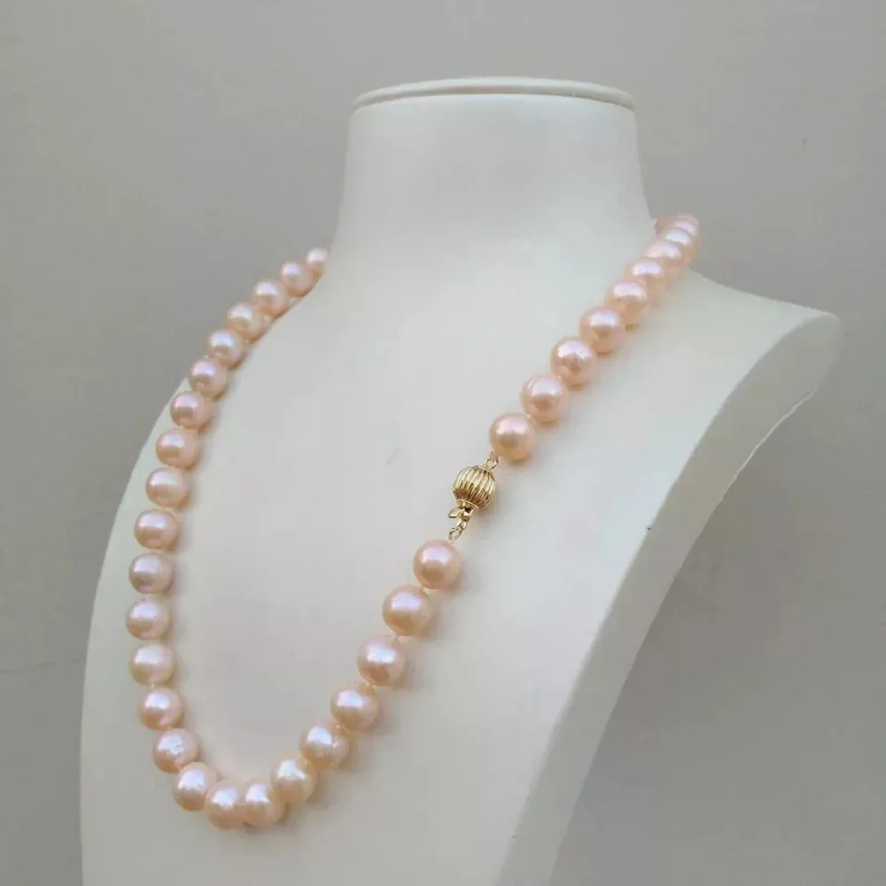 

Natural Pearl Necklace AAA 9-10mm South Sea Pink Pearl Necklace 14k Gold 16/18/20/22/24/35in