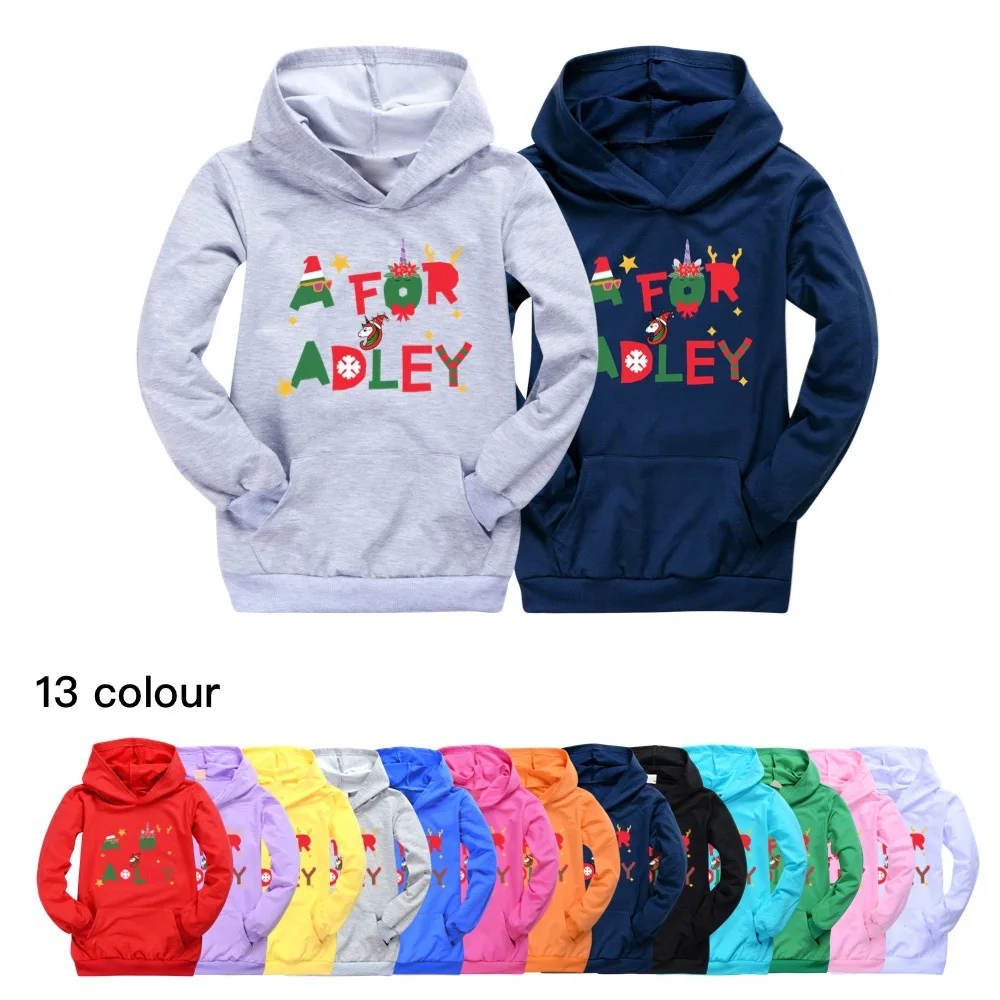 A for Adley for Christmas Toddlers Autumn Hooded T Shirt Cotton Sweatshirt Kids Clothes Boys Fashion Shirt Infant Girl Clothes