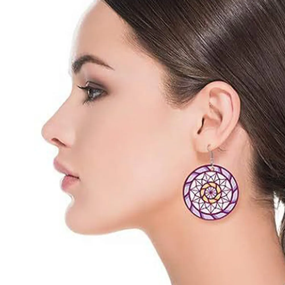 

1Set Blank Wooden Earring Blanks Natural Color Lightweight Drop Design DIY Craft Kit for Wedding Party Stage Ethnic Fashion