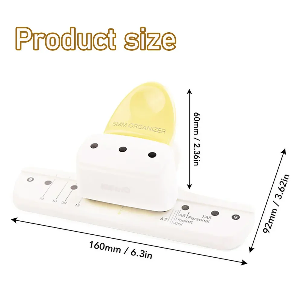 1PC 3 Hole Paper Puncher Loose Leaf Hole Punch Daily Planner Adjustablefor A5 A6 A7 Size 8 Sheet Capacity Notebooks Scrapbooking