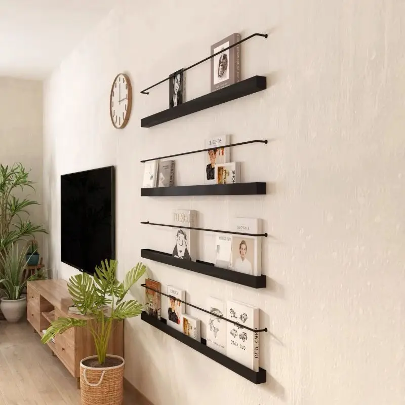 

Nordic metal wrought iron wall hanging wall, living room wall, simple book and newspaper racks, magazine storage shelves