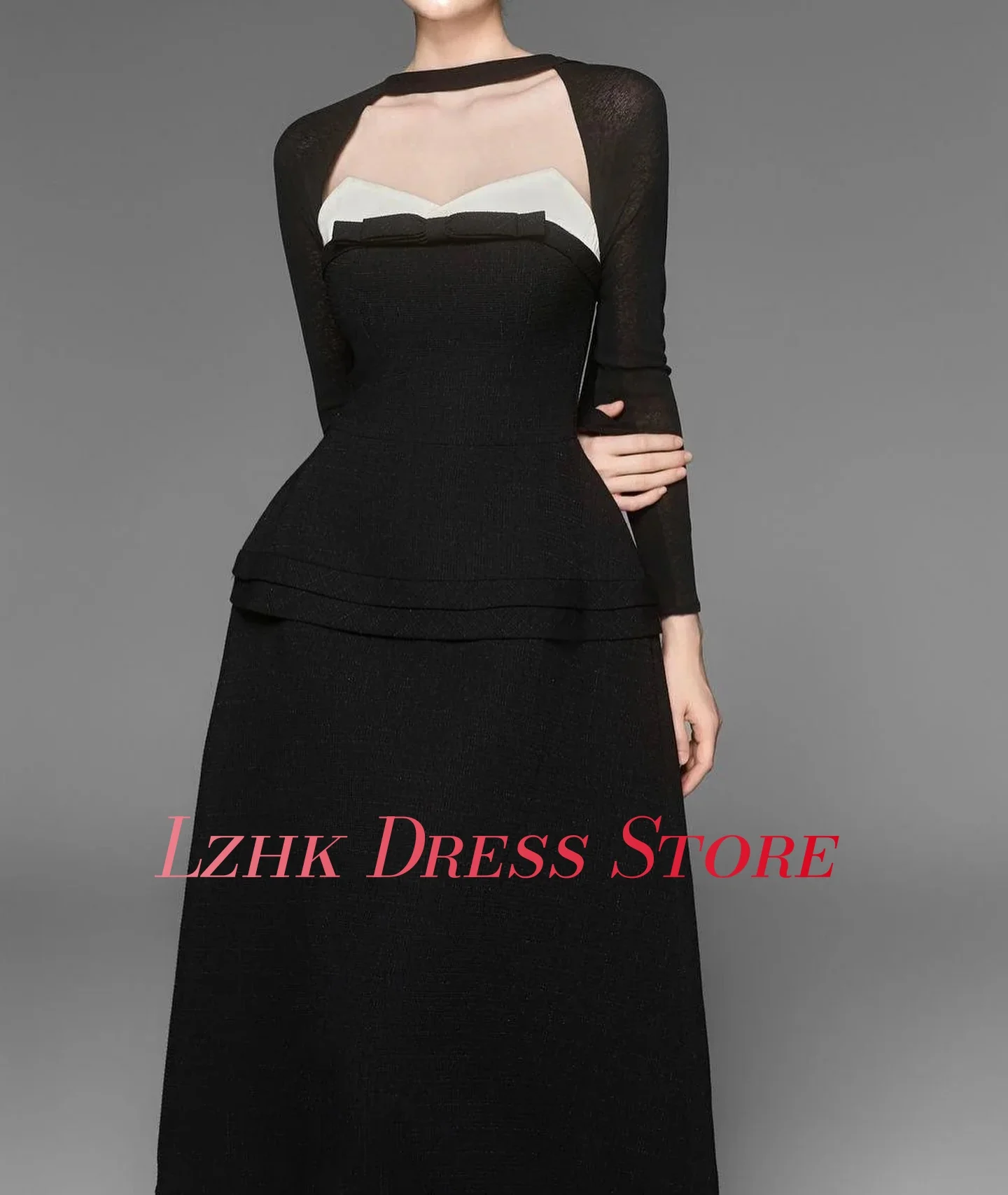 Customized Delicate Jersey A-Line 3D Bow Evening Dress High Quality Long Sleeves Sweetheart Ankle Length Bespoke Occasion Gowns