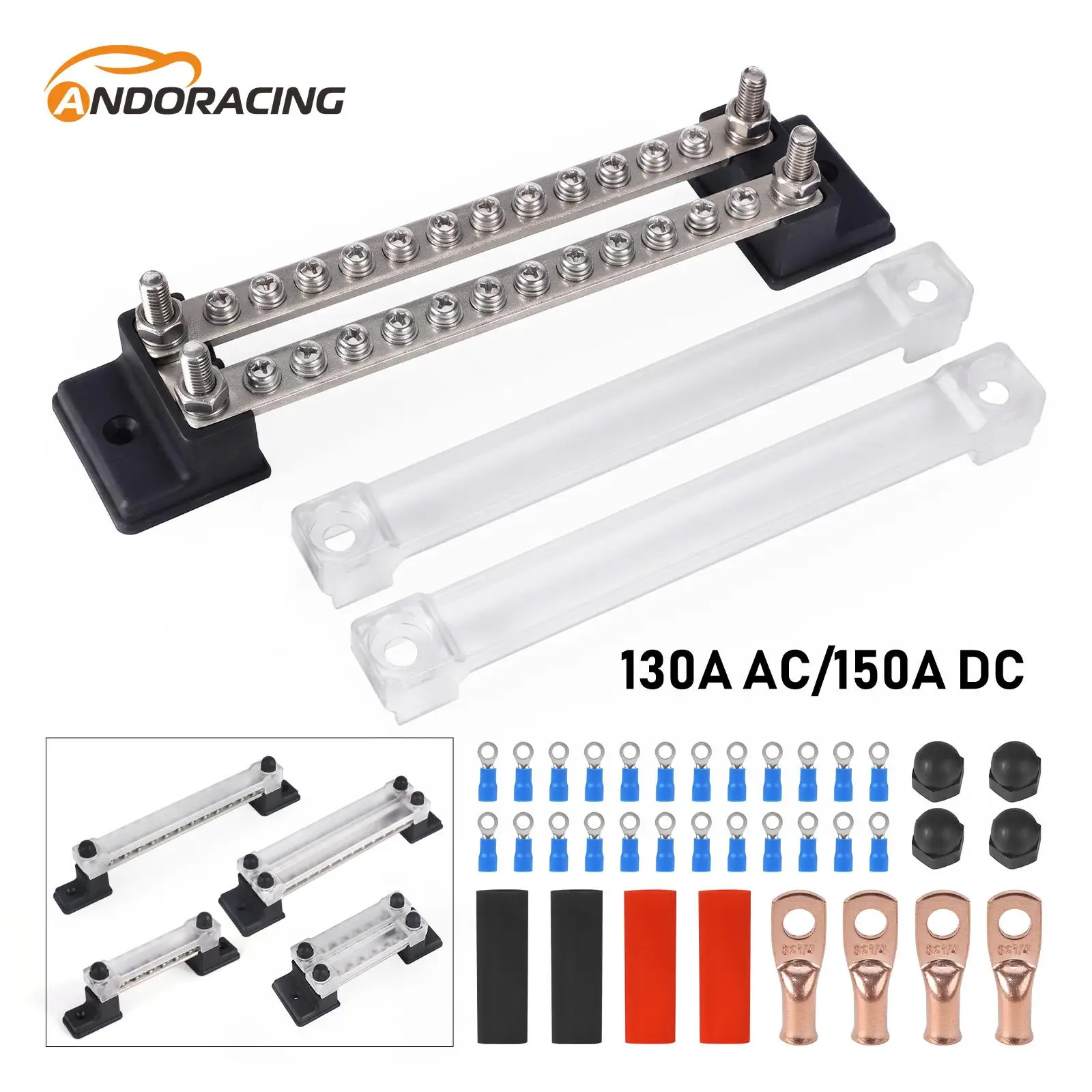 

6/12 Way Double Single Row Bus Bar 12V-48V 150A Battery Positive Negative Power Distribution Block Terminal Studs For Car Boat