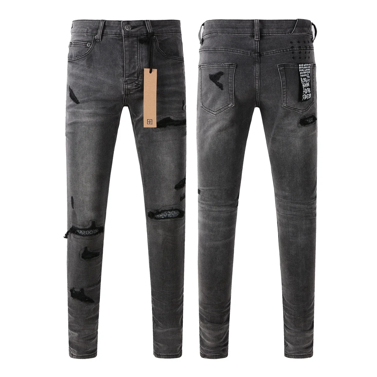 KSUBI Cross Jeans American High Street Paint Hole Trend Low Rise Skinny Denim Pants Pleated Ripped Frayed Jeans 3010