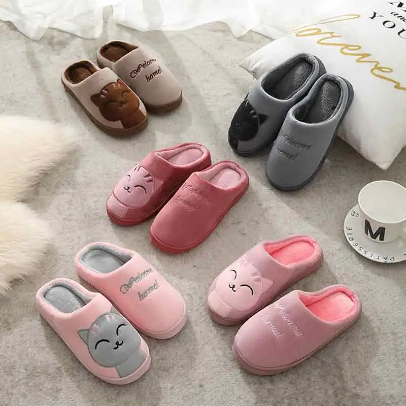 شباشب شتوية جديدة لعام 2025 على شكل قطة محظوظة بكعب مغلق بالكامل، شباشب للزوجين للنساء والرجال مبطنة بالصوف غير قابلة للانزلاق #5