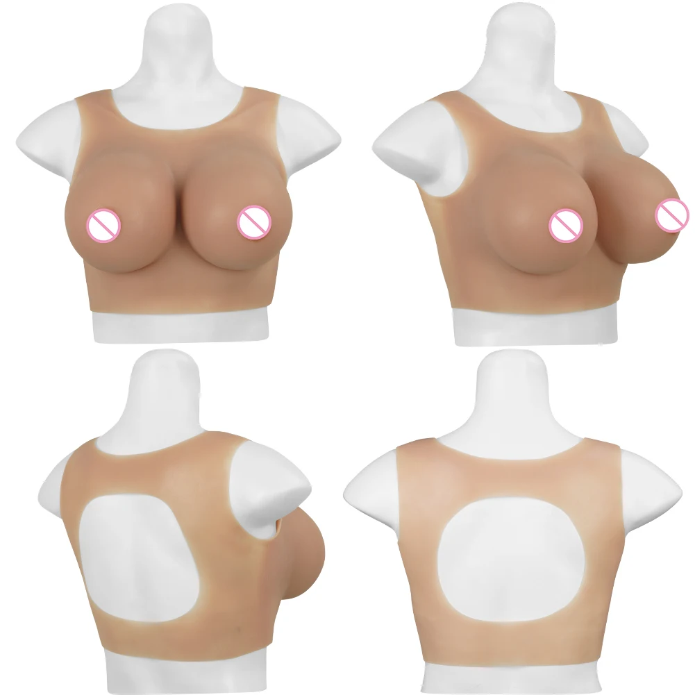 EYUNG Fake Chest Breast Plate Silicone Breast Forms For Summer Wear Hollow Back False Chest Fake Silicone Boobs For Transgender