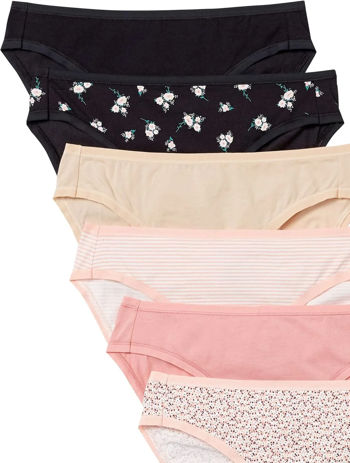 ملابس داخلية قصيرة بيكيني قطنية للسيدات من أمازون إسينشالز (متوفرة بمقاسات كبيرة)، متعددة