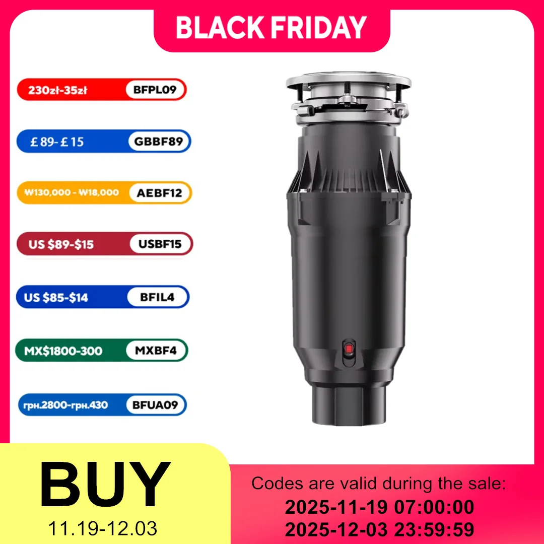 S55 Household Kitchen Garbage Disposal, Quiet And Efficient, Stainless Steel Material, Anti-Blocking Design High Efficiency