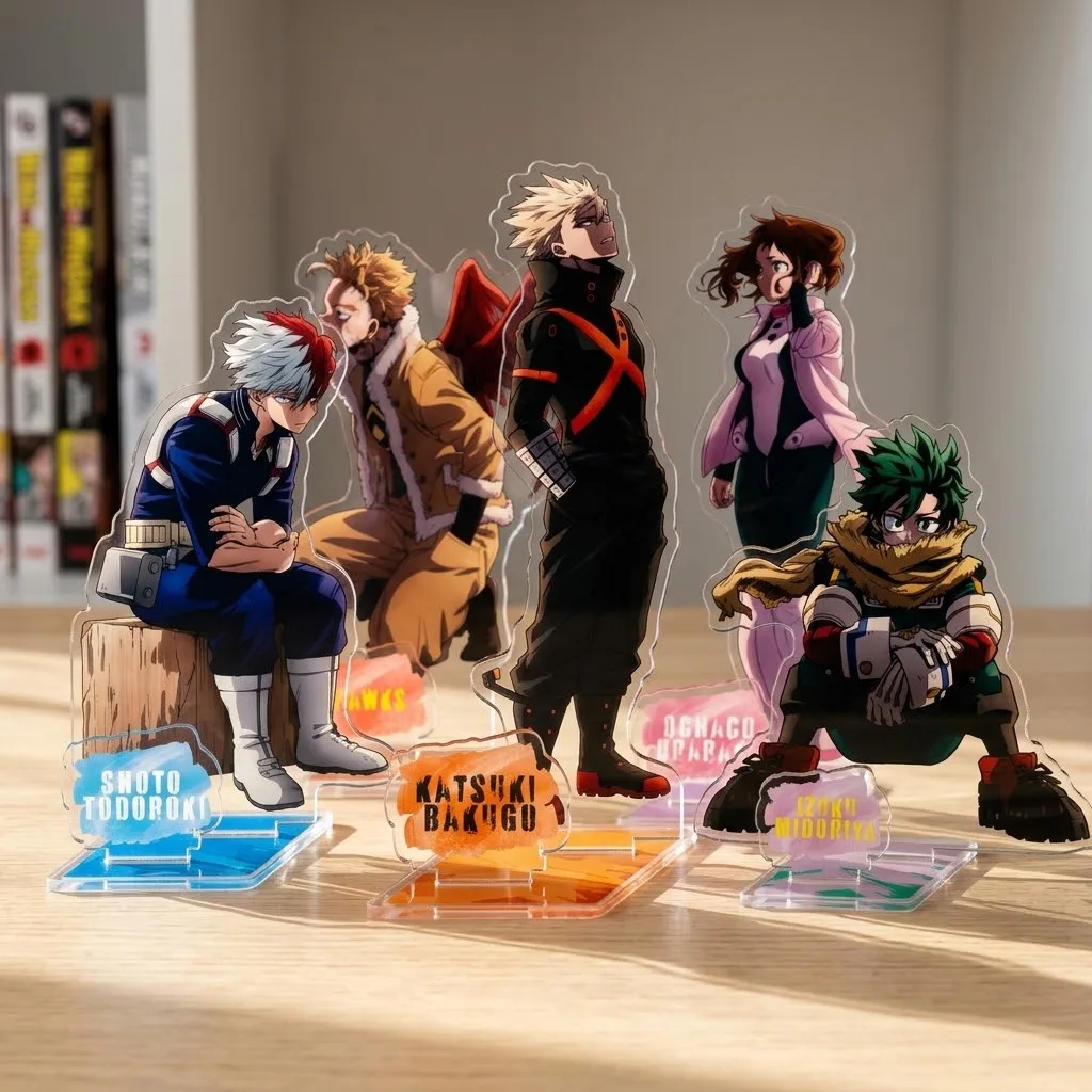 Hot Anime My Hero Academia Acrylic Stand Katsuki Bakugo Figure Chibi Standing Sign Model Plate Desk Decor Fans Gift KeychaiN