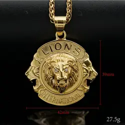 Men's Stainless Steel Vacuum Gold-Plated Lion Head Pendant - Fashionable Jewelry Accessory