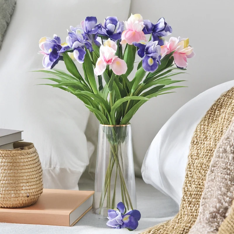 23 بوصة زهرة القزحية الاصطناعية الجذعية الحرير فو الزهور ديكور المنزل ترتيب الزفاف غرفة الطعام عرض التصوير الدعامة #2