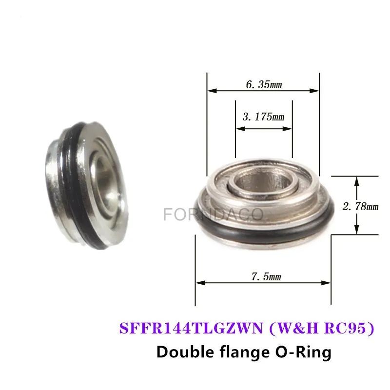 5pcs Dental Ceramic Bearings SFFR144TLGZWN 3.175x6.35x7.5x2.78mm for WH RC95 TE95 Turbine High Speed Handpiece Double Flange