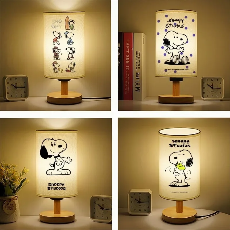 NEW Snoopy Cartoon Bedside Lamp Fun Student Fabric Table Lamp Simple Personality Creative Couple Men and Women Night Light Gift