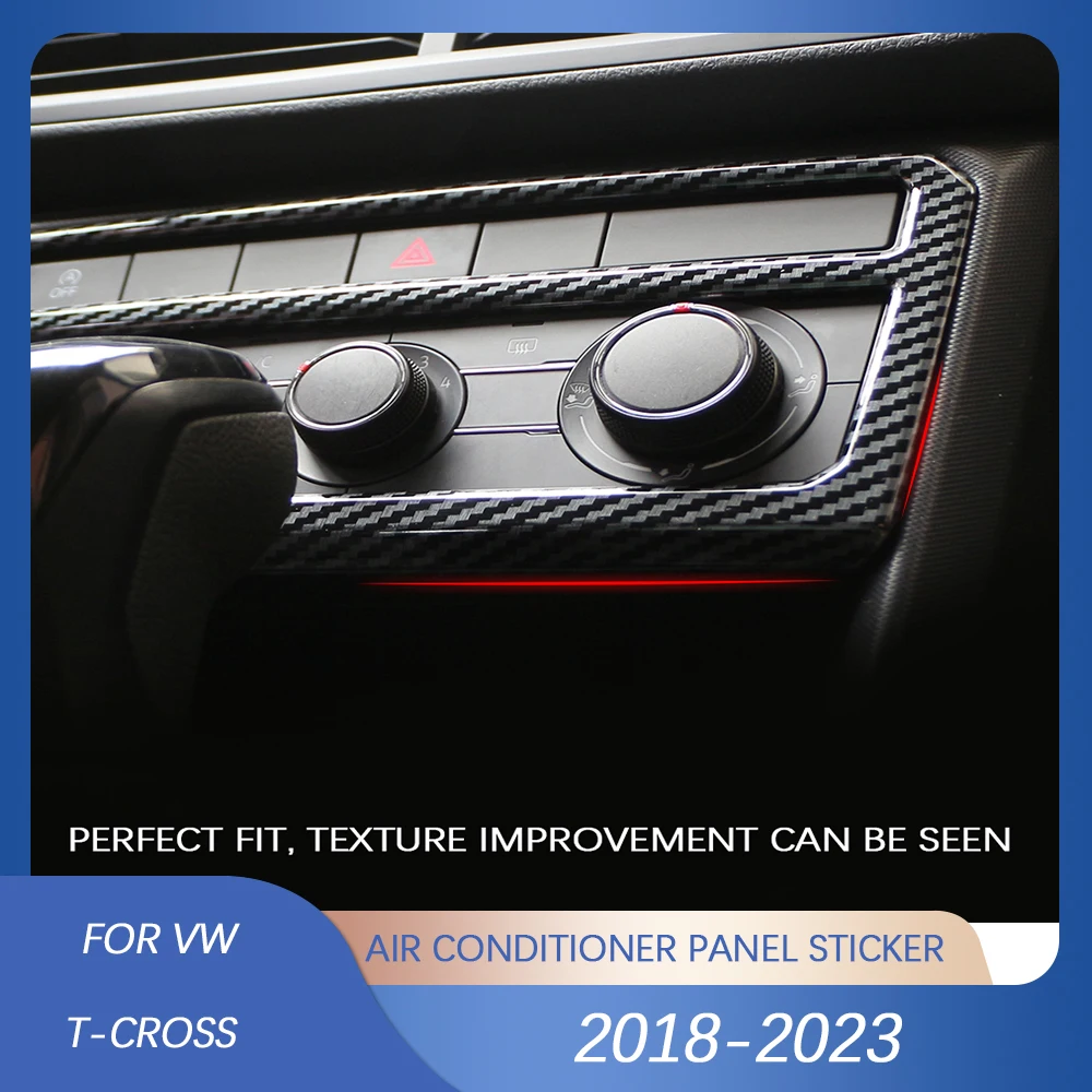 Air Conditioner Control Adjustment Panel Stickers for VW Tcross 2018-2023 Car Ac Knob Panel Cover Trim Carbon Fiber