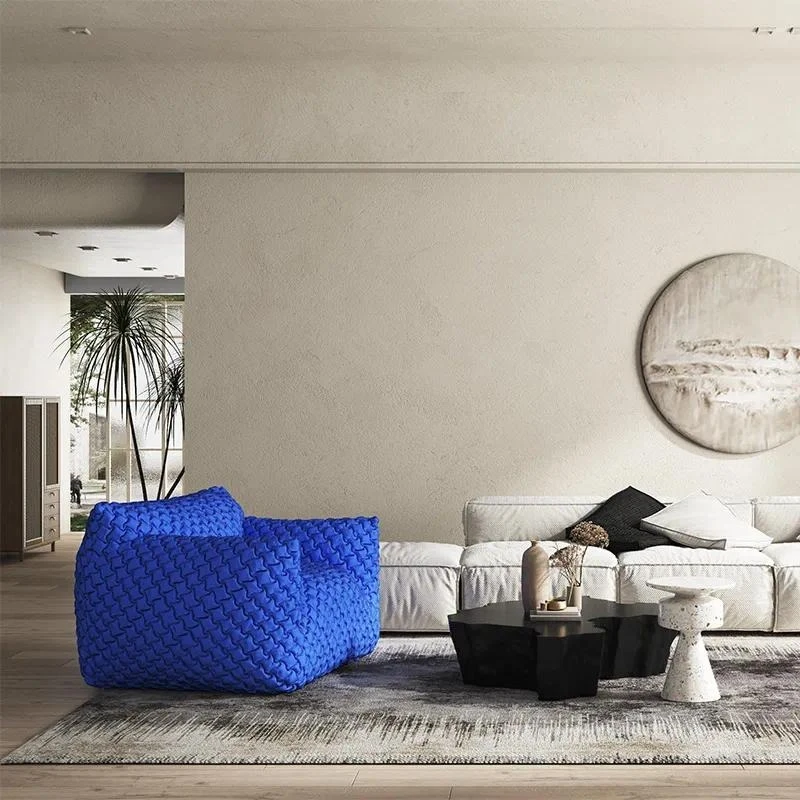 Single sofa Lazy minimalist Klein blue fat sofa Art fabric sofa