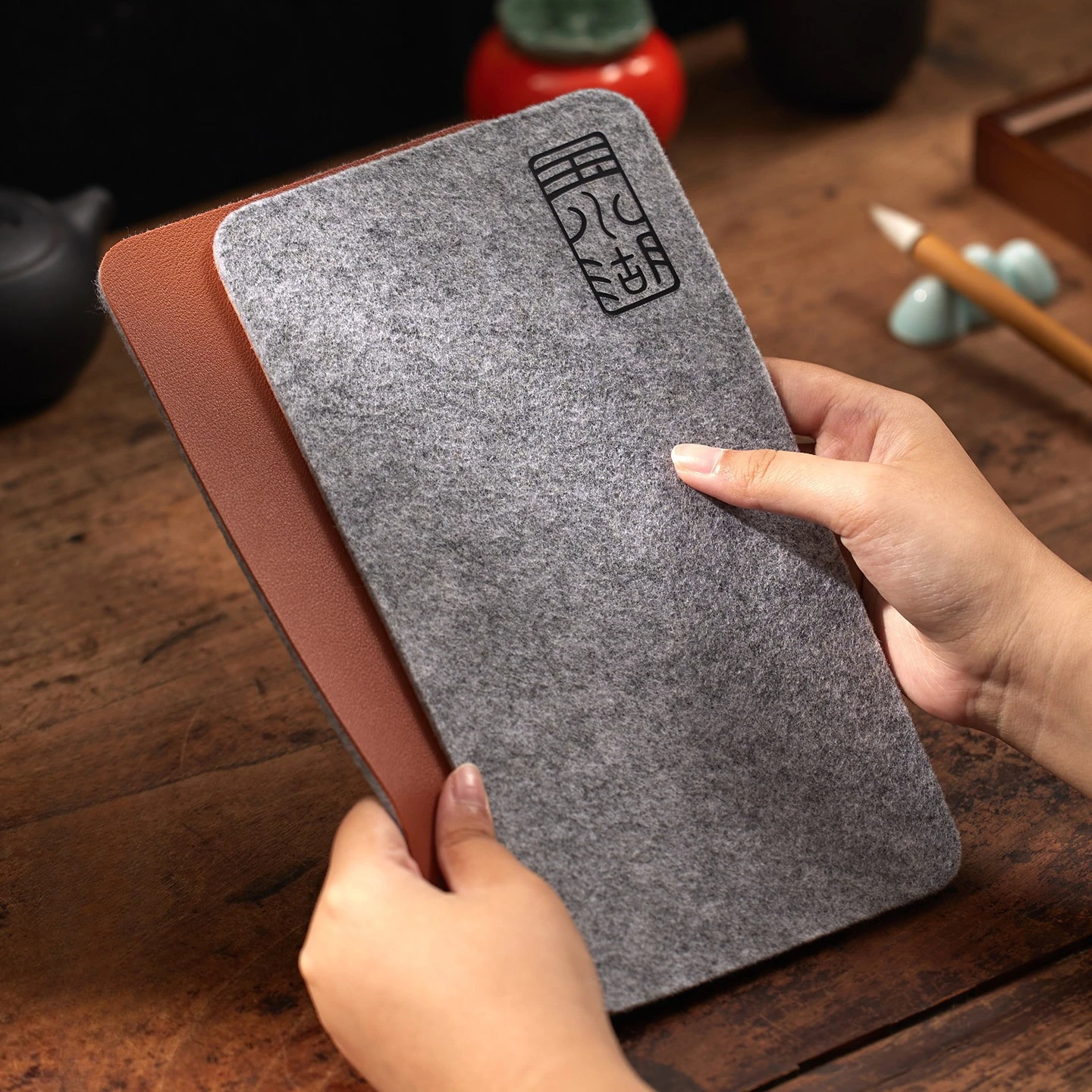 Chinese Calligraphy Felt Mat Sumi Painting Desk Pad Wool Brush Writing Mat Ink Absorber Table Protector Double Sided Wrist