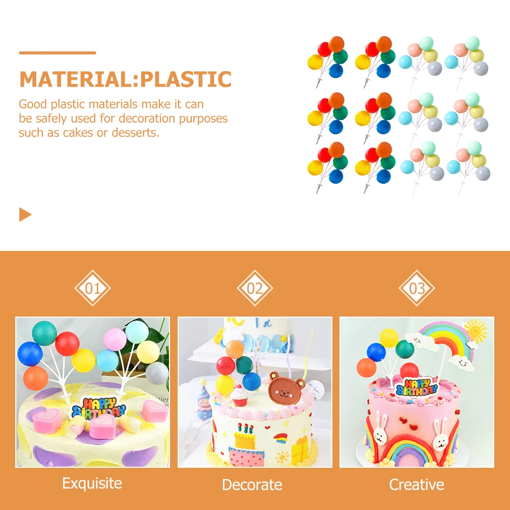 

12pcs Balloon Card Insert Topper Decorations Plastic Cupcake Party Dessert Birthday Cake Decoration Cake Ornaments Balloon
