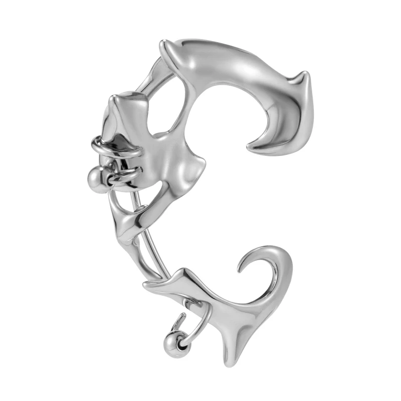Punk Rock Biomimetic Metal Demon Ear Clip Stud Earrings For Women girls Hip Hop Ear Bones Clip Fashion Earring Jewelry