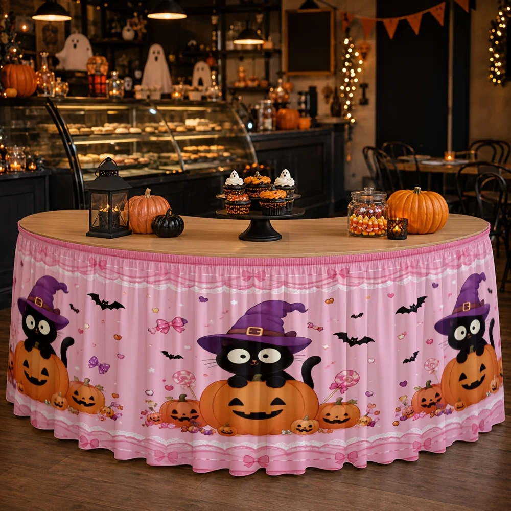 Party table skirt 1 piece Halloween cat decoration crazy fantasy birthday celebration dinner party decoration polyesterxzj