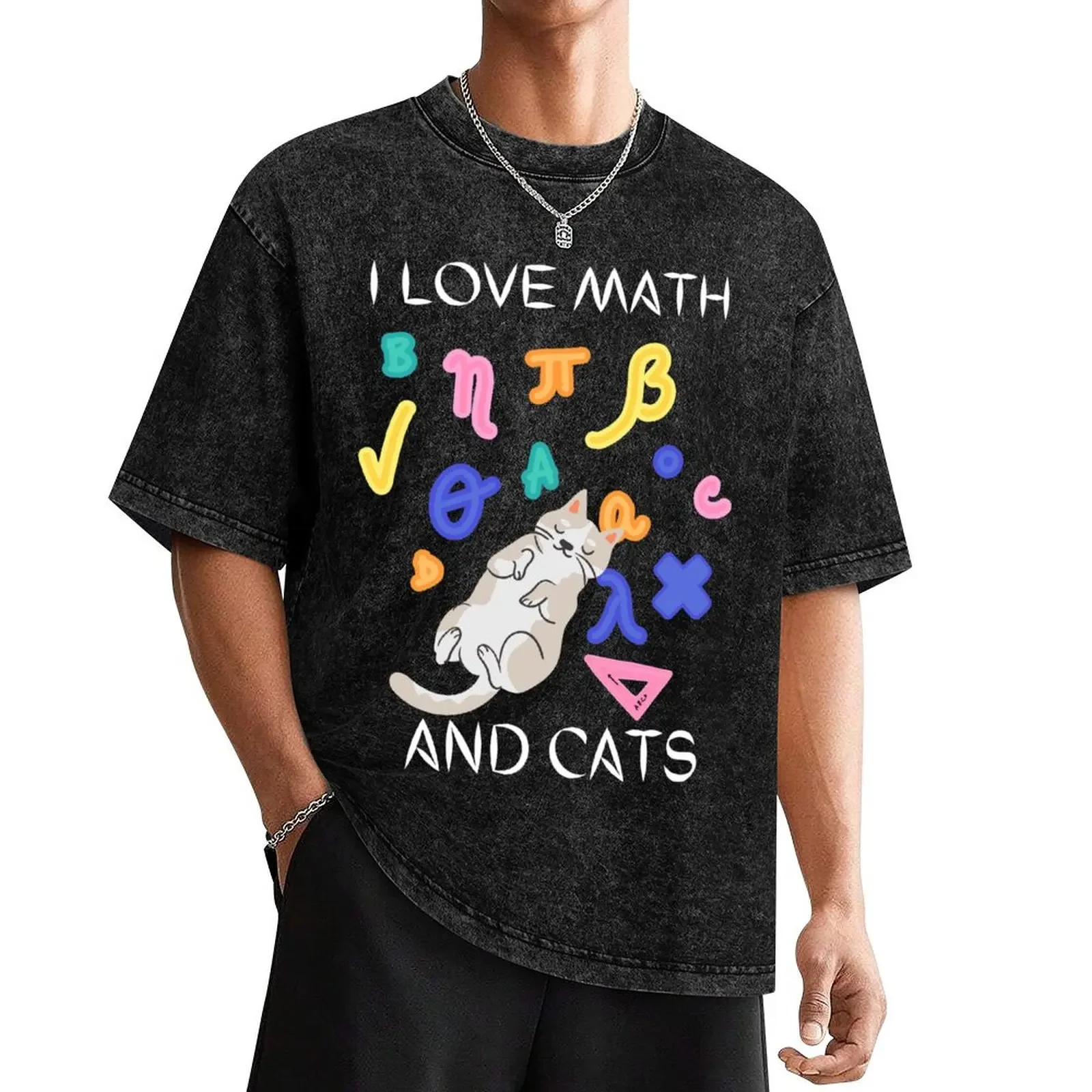 

I LOVE MATH AND CATS T-Shirt tees boys animal print cute tops oversized t shirt men workout shirt