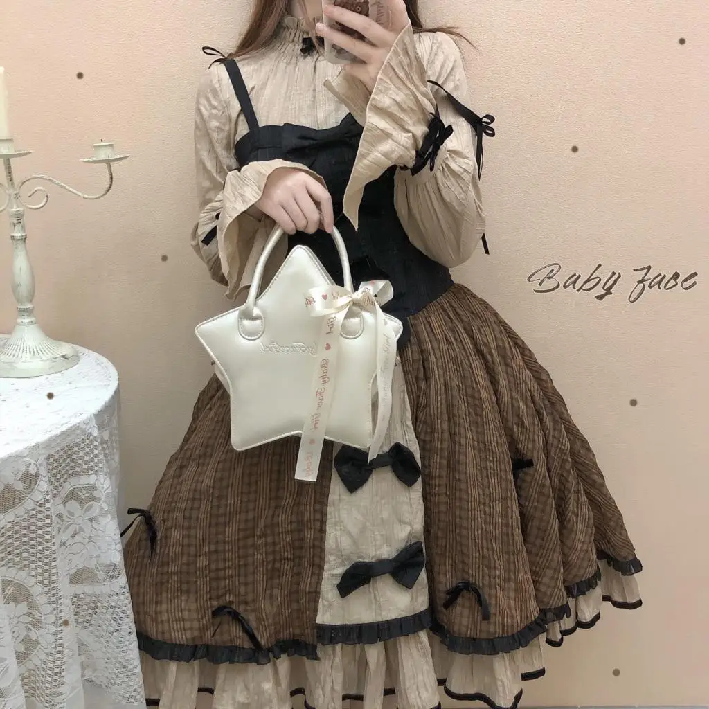 JIAERDI Lolita Star Messenger Bag Women Japanese Uniform Handle White Hand Bag Ladies Sweet Harajuku Jk Crossbody Bags Aesthetic