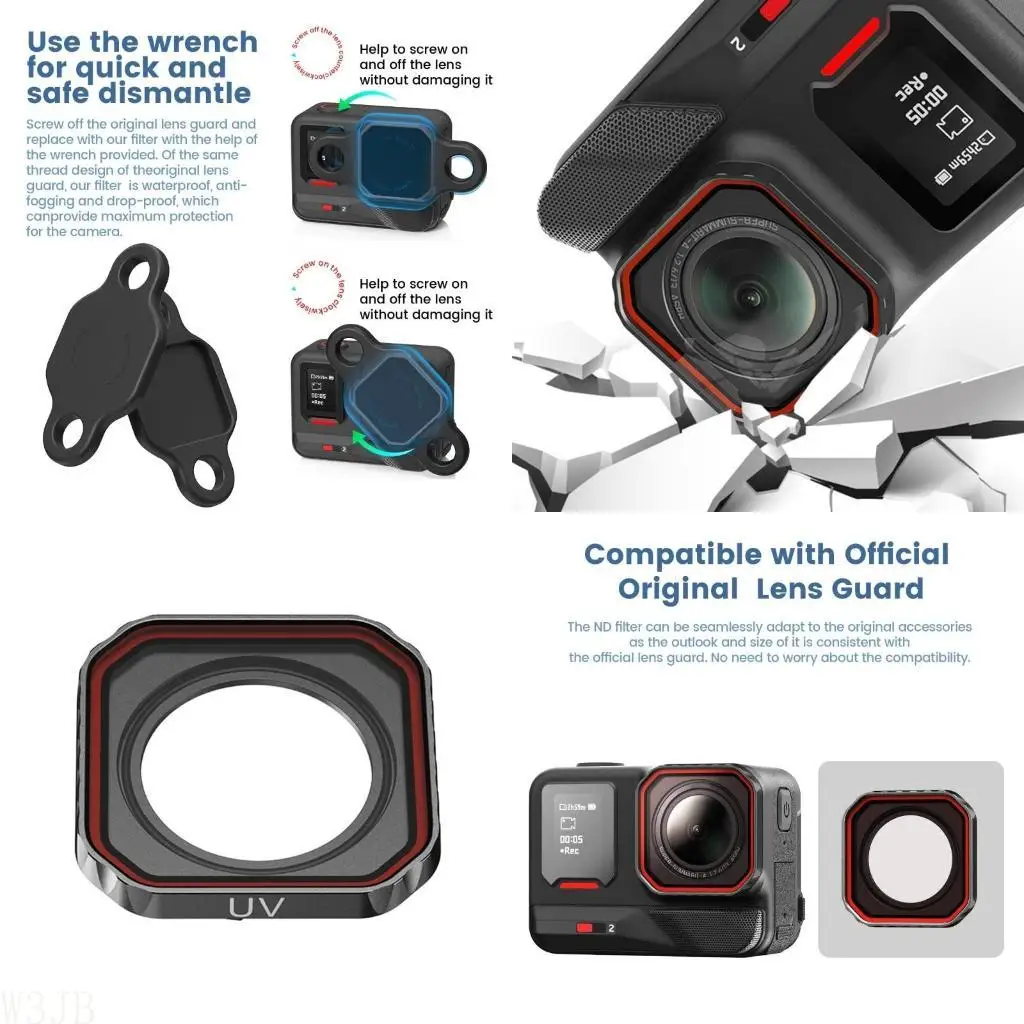 W3JB Waterproof AntiScratch UVs Protective Lens Cover For Outdoor Photography With Quick Installation And High Light