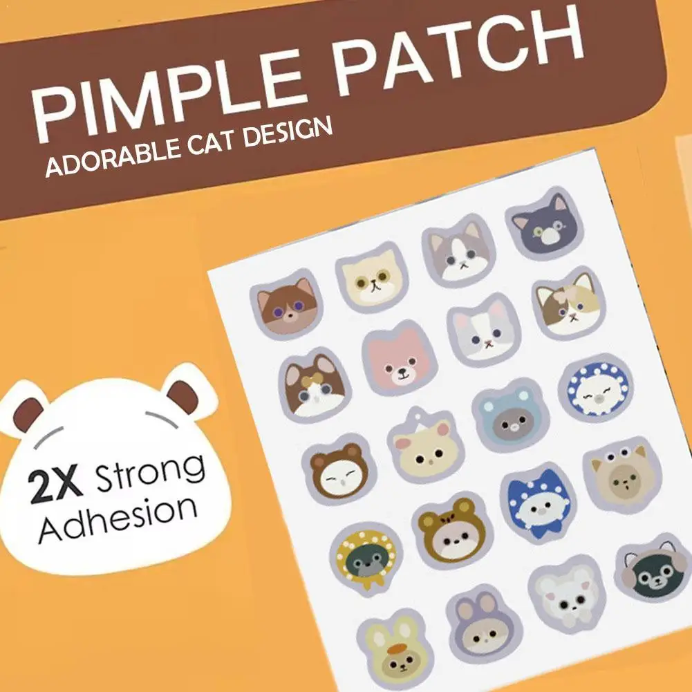

220 шт. пластырей от прыщей в виде кошечек, милые мультяшные пластыри для лица, невидимые наклейки для удаления прыщей, уход за кожей