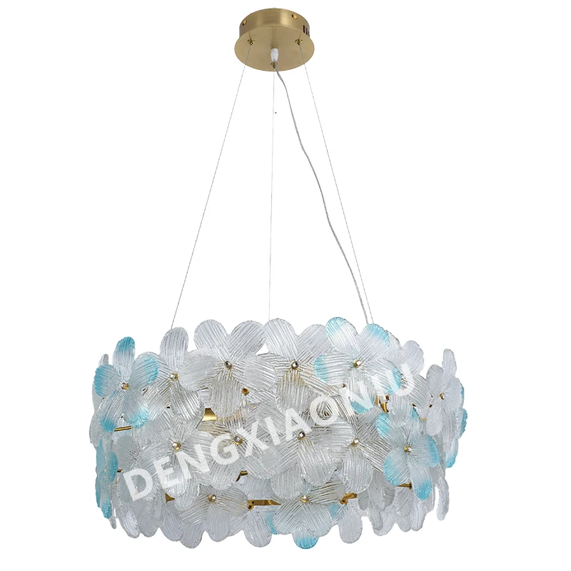 Opalescent petal chandelier Glass chandelier for indoor lighting in the living room of hotel rooms