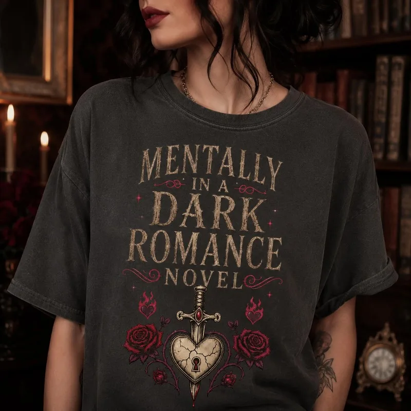 Gothic Book Enthusiast Women's T-shirt, Romantic Novel Reader Gift Women's T-shirt Aesthetics Y2K Trend Unisex T-shirt