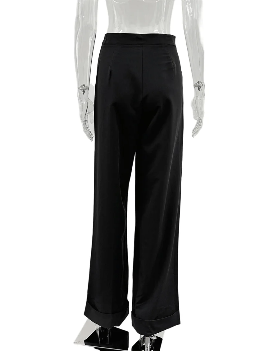 Parc Fee Fashion Loose Black Office Women's Pants 2025 Casual High Waist Wide Trousers Elegant Classic Full Length Pants Female