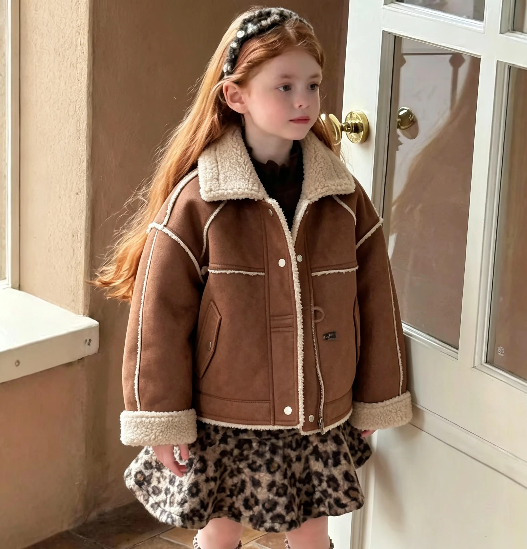 2026 Autumn Winter New Children Clothing Korean Children Fur Integrated Jacket for Girls Stand Collar Thick Jacket