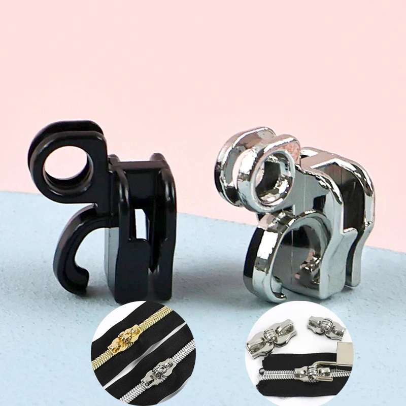 

5-20Pairs 5#8#10# Double Hole Nylon Zipper Slider Luggage Anti-Theft Zip Sliders Bag Zips Pull Tab Zippers Repair Kit Accessory