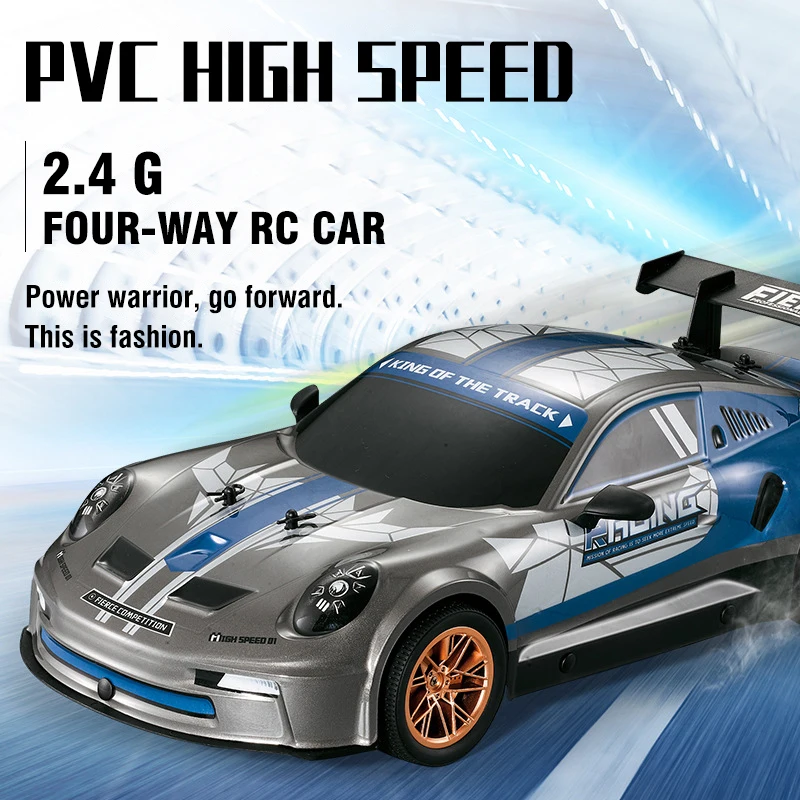 2.4G Remote Control High Speed Racing Car 1/10 Scale PVC Shell Drift Remote Vehicle With Cool Light Toy For Kids Boys Gifts