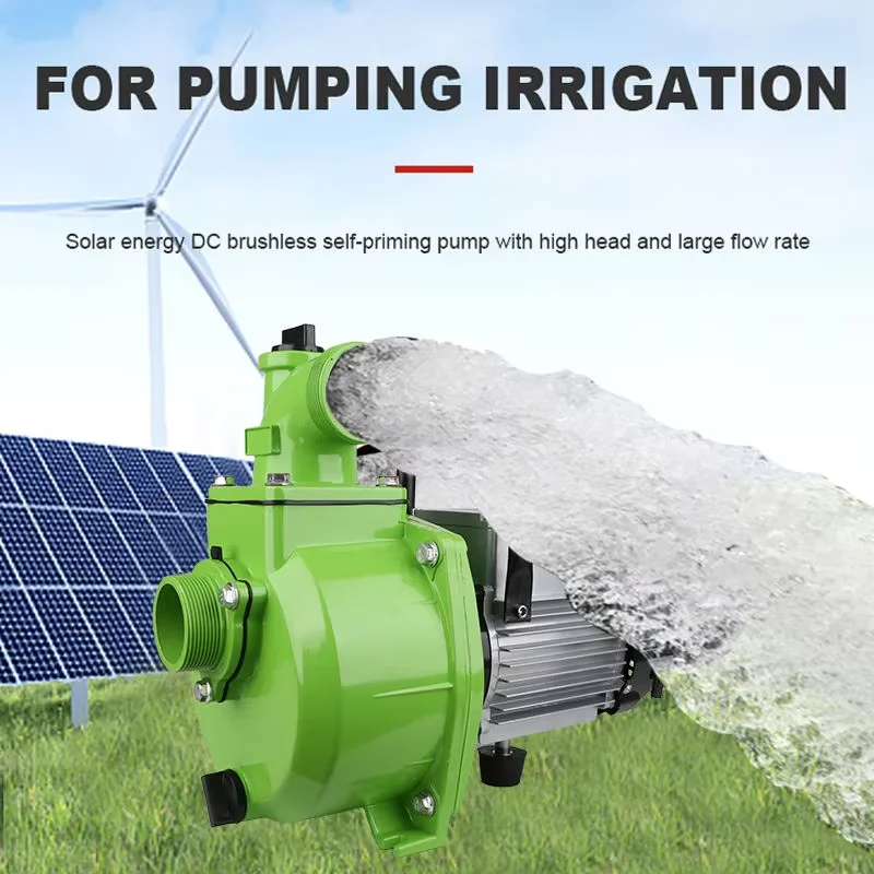 

750 Вт, 1500 Вт, 2 л.с., солнечный насос для заземления, высокий подъем, большой поток, большой сельскохозяйственный ирригационный водяной насос, самовсасывающий насос