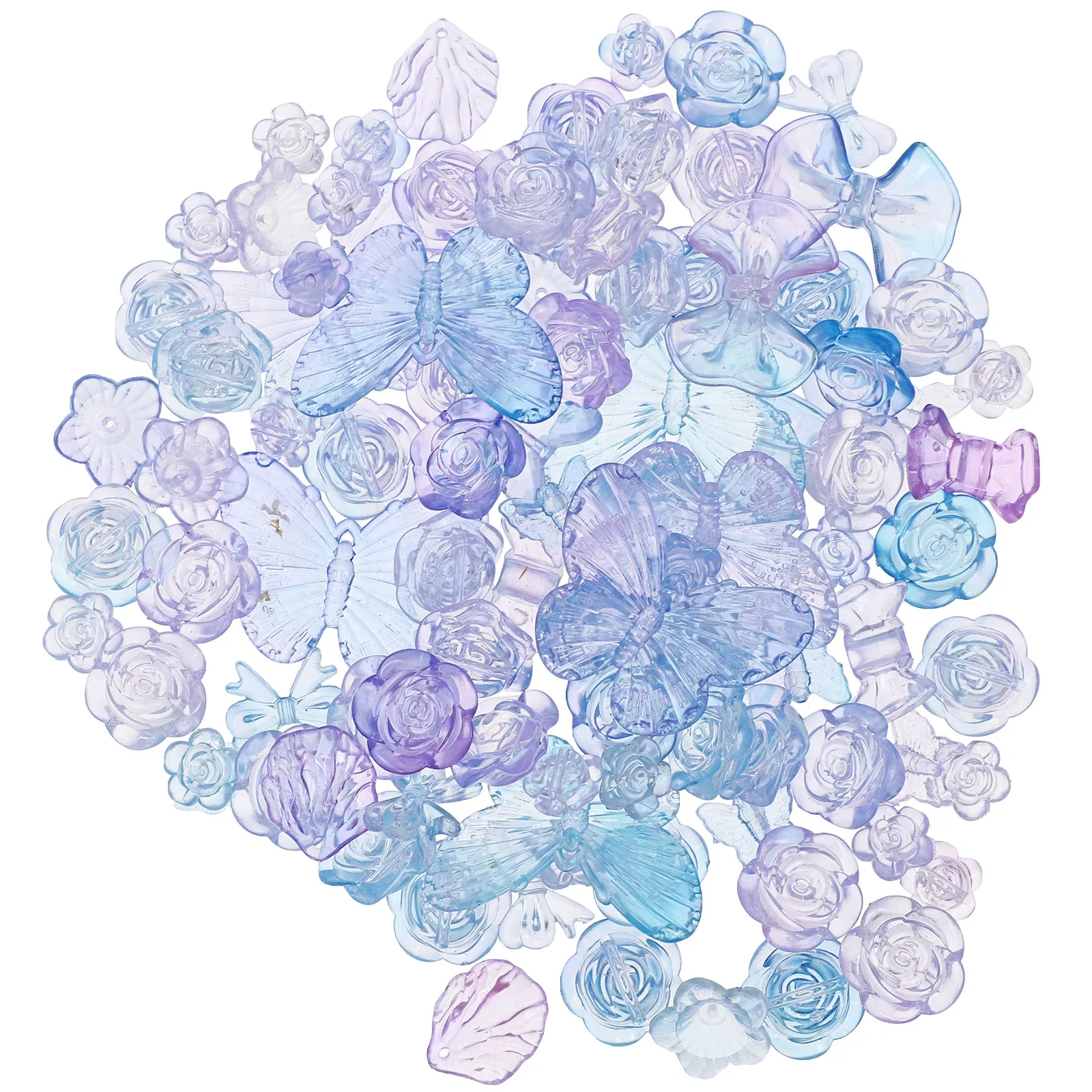 

1 пакет градиентных акриловых бусин в форме бабочек и цветов для изготовления украшений своими руками: браслетов, ожерелий