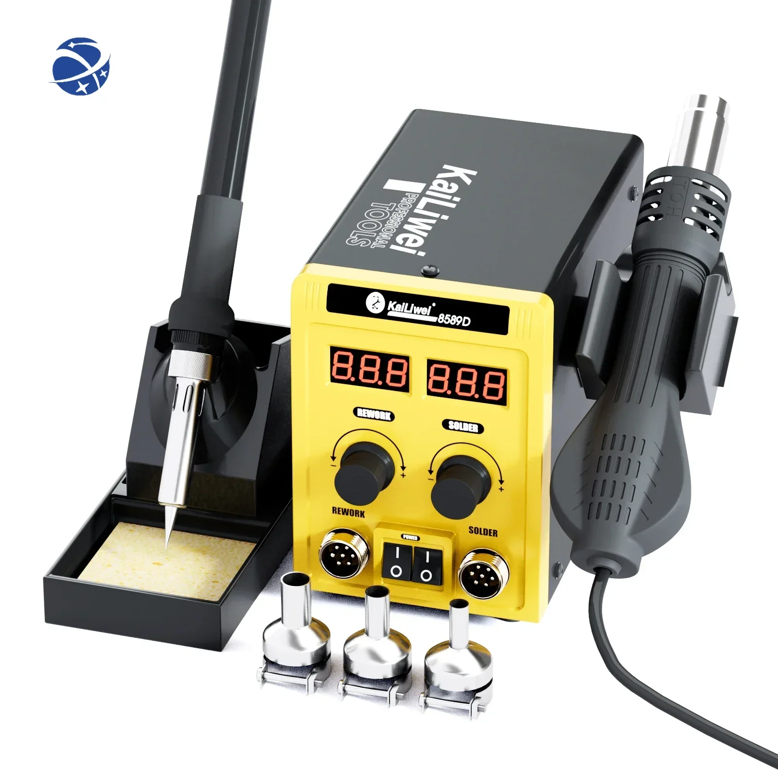 8589D Adjustable 700W Electric 2 in 1 Digital Welding Soldering Iron Hot Air Gun Station For Mobile SMD BGA Rework Repair Tool