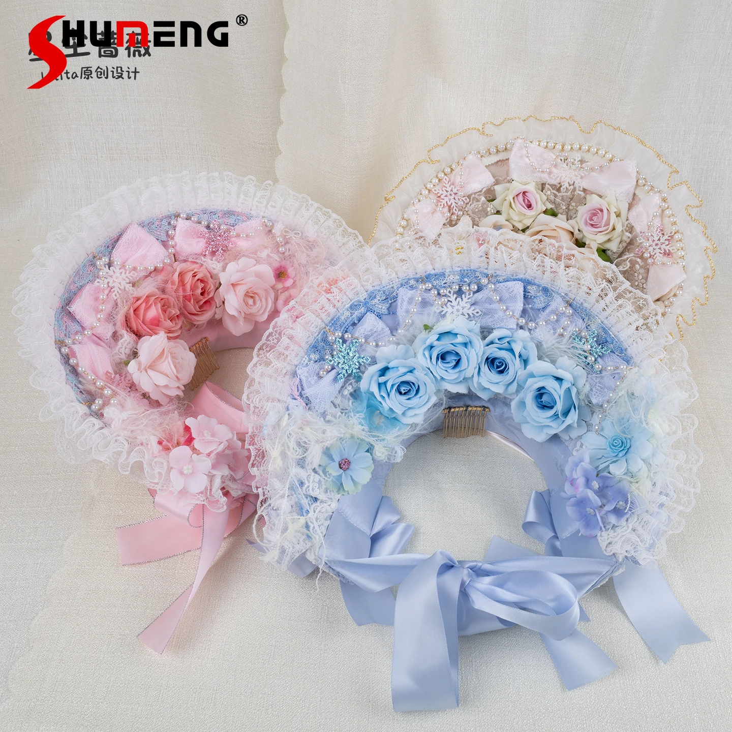 

Original Design Lolita BNT French Elegant Court Style Princess Fedora Girl's Woman's Cute Bow Tie Flower Wedding Flat Hats
