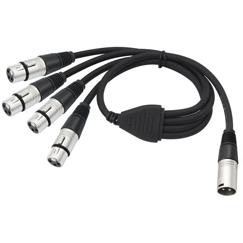 PHILE-3 Pin XLR 1 Male To 4 Female Y Splitter Audio Cable,4 Way-1 XLR Single Input To Four Output Parallel Connection Cable
