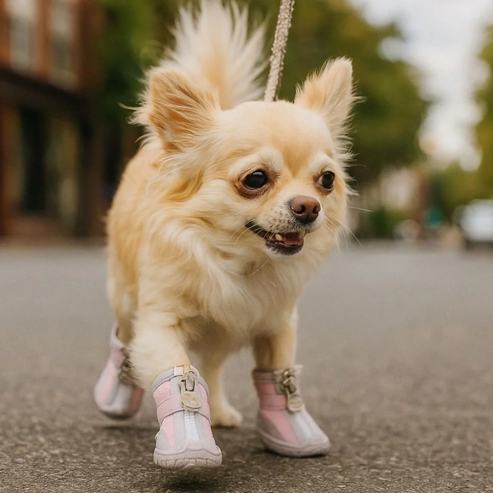 

4Pcs/Set Breathable Dog Mesh Shoes Wear-resistant Protective Mesh Pet Shoe Cover Anti-slip with Zipper Dog Walking Boots