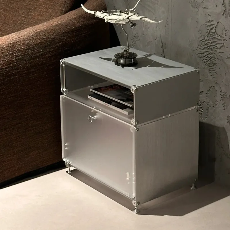 light luxury bedroom bedside table, acrylic living room sofa side cabinet, minimalist storage magazine cabinet