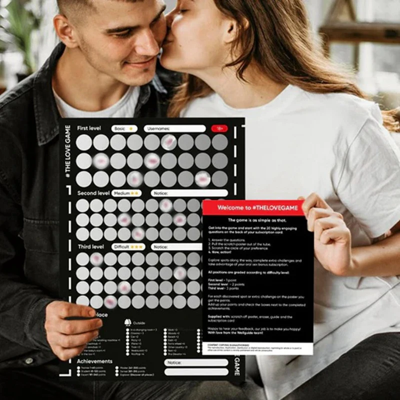 The Love Game Scratch Off Poster Game for Couples Valentine's Day Gifts Wall Poster Gift for Her and for Her